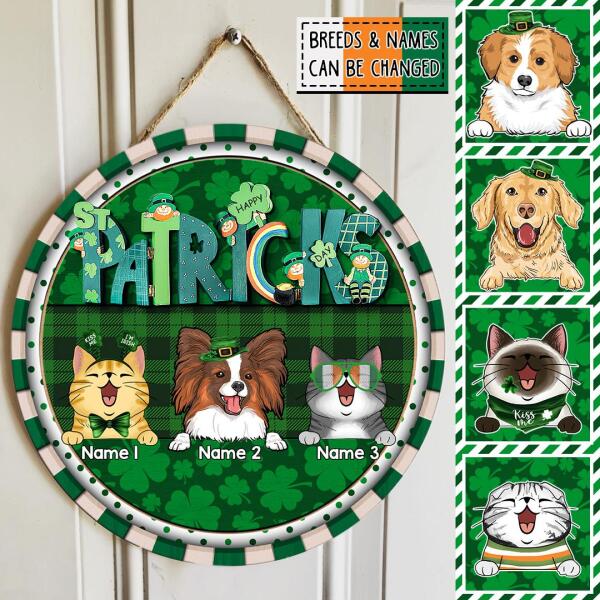 St. Patrick's Day Custom Wooden Signs, Gifts For Pet Lovers, Front Door Decor