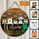 St. Patrick's Day Welcome Door Signs, Gifts For Pet Lovers, Round Welcome Sign, Shamrock Sign
