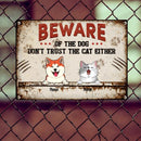 Pawzity Beware Of The Dogs Metal Yard Sign, Gifts For Pet Lovers, Don't Trust The Cats Either