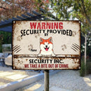 Pawzity Warning Metal Yard Sign, Gifts For Dog Lovers, Security Provided By Security Inc Funny Warning Sign