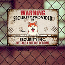 Pawzity Warning Metal Yard Sign, Gifts For Dog Lovers, Security Provided By Security Inc Funny Warning Sign