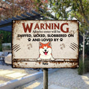 Pawzity Warning Metal Yard Sign, Gifts For Dog Lovers, All Who Enter Will Be Loved By The Dogs Funny Warning Sign