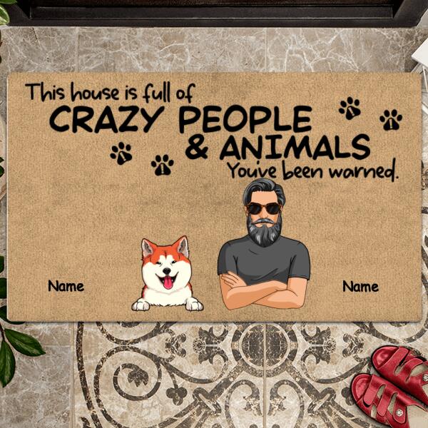 Pawzity Custom Doormat, Gifts For Pet Lovers, This House Is Full Of Crazy People & Animals Outdoor Door Mat