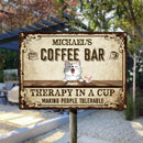 Pawzity Metal Coffee Bar Sign, Gifts For Cat Lovers, Therapy In A Cup Making People Tolerable Vintage Metal Signs