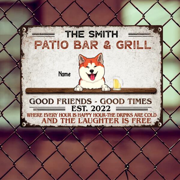 Pawzity Metal Patio Signs, Gifts For Pet Lovers, Every Hour Is Happy Hour The Drinks Are Cold Bar Signs