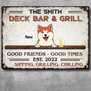 Pawzity Metal Bar Signs, Gifts For Pet Lovers, Deck Bar & Grill Good Friends Good Times Sipping Grilling Chilling