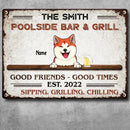 Pawzity Metal Pool Signs, Gifts For Pet Lovers, Poolside Bar & Grill Good Friends Good Times