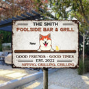 Pawzity Metal Pool Signs, Gifts For Pet Lovers, Poolside Bar & Grill Good Friends Good Times