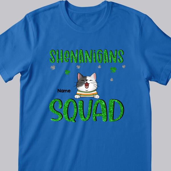 Shenanigans Squad, Shamrock Sign, Patrick Day Gift, Cat Mom T-shirt, Personalized Cat Lover Gift T-shirt