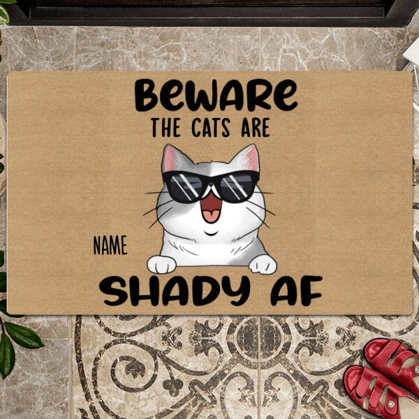 Pawzity Funny Welcome Mat, Gifts For Cat Lovers, Beware The Cats Are Shady Outdoor Door Mat