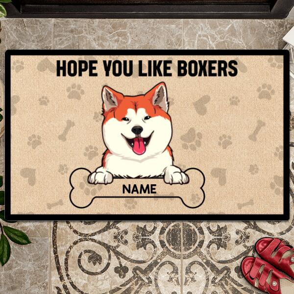 Pawzity Custom Doormat, Gifts For Dog Lovers, Hope You Like Boxers Dog & Bone Front Door Mat