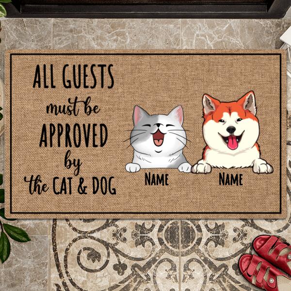 Pawzity Personalized Doormat, Gifts For Pet Lovers, All Guests Must Be Approved By The Cat & Dog Outdoor Door Mat