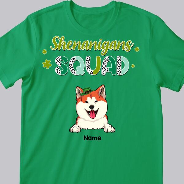 Shenanigans Squad, Leopard T-shirt, Personalized Dog & Cat T-shirt, St. Patrick Day Gifts For Pet Lovers