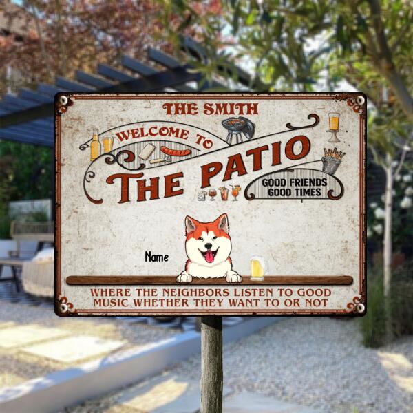 Pawzity Metal Patio Sign, Gifts For Pet Lovers, Welcome To The Patio Good Friends Good Times Funny Signs