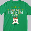 Luckiest Dog Mom Ever, Leopard T-shirt, Personalized Dog Breeds T-shirt, St. Patrick Day Gifts For Dog Moms
