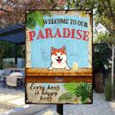 Pawzity Metal Welcome Sign, Gifts For Pet Lovers, Welcome To Our Paradise Every Hour Is Happy Hour