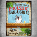 Pawzity Metal Pool Sign, Gifts For Pet Lovers, Welcome To Our Poolside Bar & Grill Let The Fun Begin