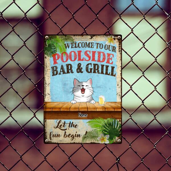Pawzity Metal Pool Sign, Gifts For Pet Lovers, Welcome To Our Poolside Bar & Grill Let The Fun Begin
