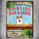 Pawzity Metal Backyard Bar & Grill Sign, Gifts For Pet Lovers, Proudly Serving Whatever You Bring Welcome Sign