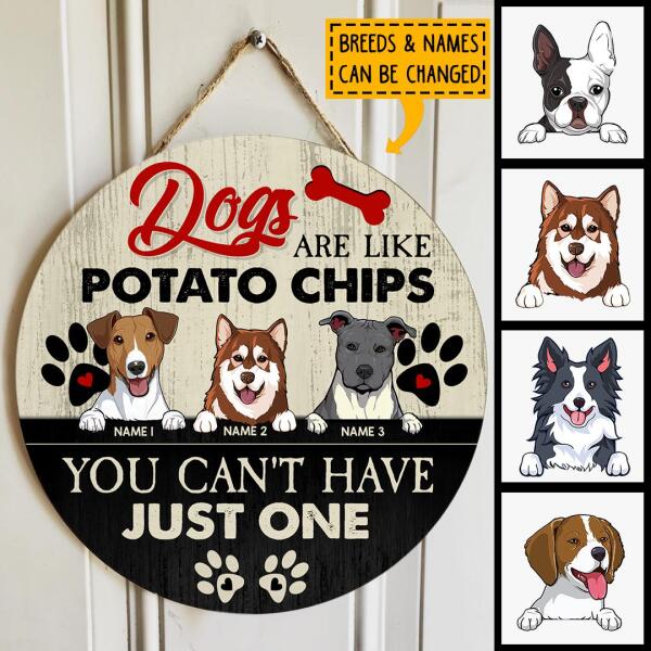 Pawzity Custom Wooden Signs, Gifts For Dog Lovers, Dogs Are Like Potato Chips You Can't Have Just One , Dog Mom Gifts