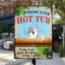 Pawzity Metal Hot Tub Sign, Gifts For Dog Lovers, Welcome To Our Hot Tub Come Soak Your Troubles Away