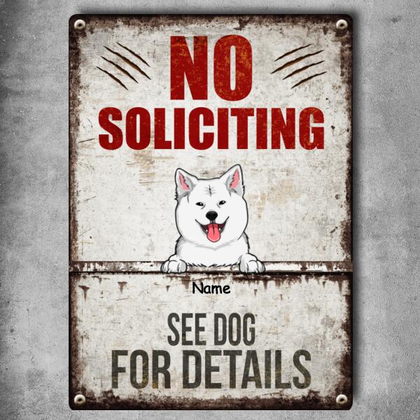 Pawzity No Soliciting Metal Yard Sign, Gifts For Dog Lovers, See Dogs For Detail Warning Signs