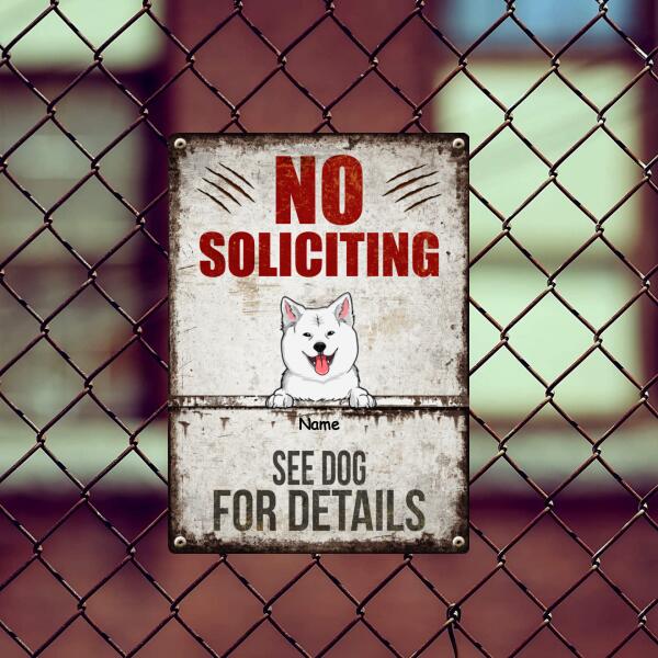 Pawzity No Soliciting Metal Yard Sign, Gifts For Dog Lovers, See Dogs For Detail Warning Signs