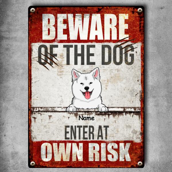 Pawzity Beware Of The Dogs Metal Yard Sign, Gifts For Dog Lovers, Enter At Own Risk Warning Signs