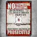 Pawzity No Trespassing No Soliciting Metal Yard Sign, Gifts For Dog Lovers, Dogs May Bite Warning Signs