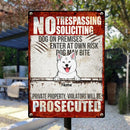 Pawzity No Trespassing No Soliciting Metal Yard Sign, Gifts For Dog Lovers, Dogs May Bite Warning Signs