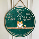 Pawzity Bar Signs, Gifts For Pet Lovers, Deck Bar & Grill Sipping Grilling Chilling Welcome Door Signs