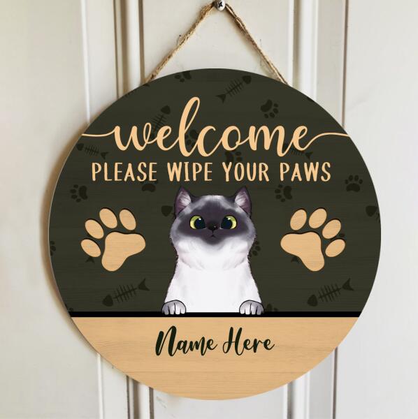 Pawzity Welcome Door Signs, Gifts For Cat Lovers, Please Wipe Your Paws, Personalized Housewarming Gifts , Cat Mom Gifts