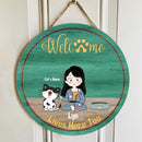 Pawzity Welcome Door Signs, Gifts For Cat Lovers, Welcome To My Room Girl & Cat Custom Wood Signs , Cat Mom Gifts