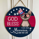 Pawzity Custom Wood Signs, Gifts For Cat Lovers, God Bless Meowica Land That I Love Personalized Housewarming Gifts , Cat Mom Gifts