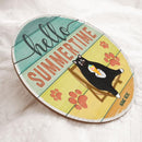 Welcome Summer Sign, Gifts For Cat Lovers, Hello Summer Time Personalized Wood Sign , Cat Mom Gifts