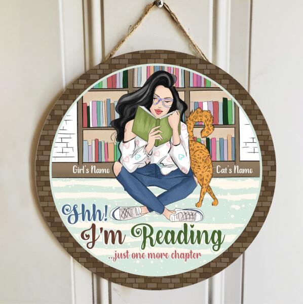 Pawzity Custom Wooden Signs, Gifts For Cat Lovers, Shh I'm Reading Just One More Chapter, Naughty Cats Funny Signs , Cat Mom Gifts
