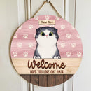 Pawzity Round Welcome Signs, Gifts For Cat Lovers, Hope You Like Cat Hair, Personalized Housewarming Gifts , Cat Mom Gifts