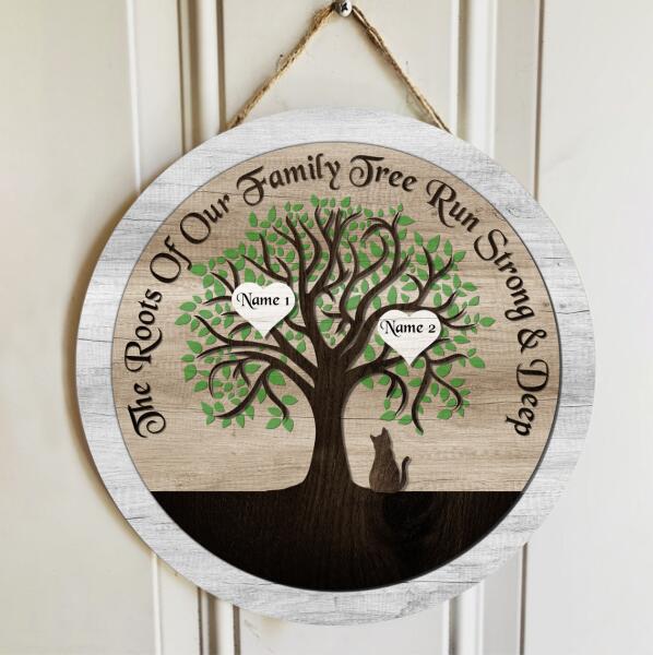 Pawzity Personalized Family Sign, Gifts For Family, The Roots Of Our Family Tree Run Strong And Deep Custom Wood Signs