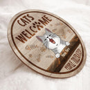 Pawzity Welcome Door Signs, Gifts For Cat Lovers, Cats Welcome People Tolerated Custom Wooden Signs , Cat Mom Gifts