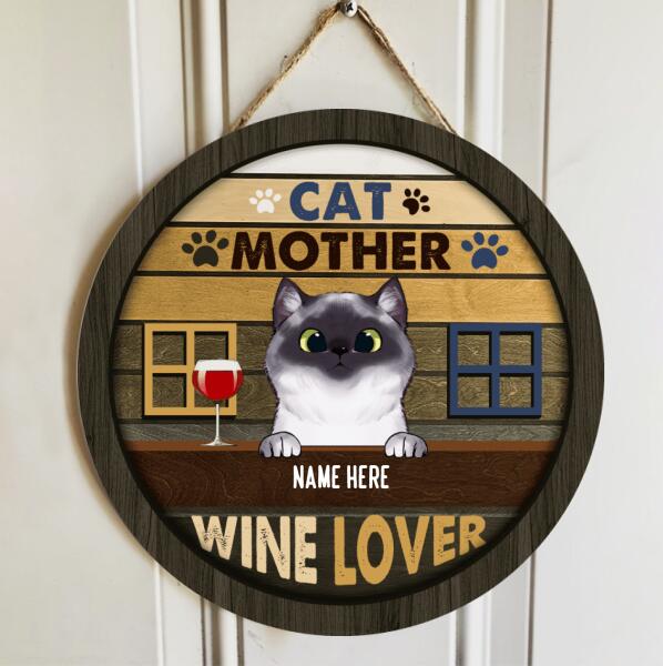 Pawzity Custom Wooden Signs, Gifts For Cat Lovers, Cat Mother Wine Lover, Personalized Housewarming Gifts , Cat Mom Gifts