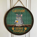 Pawzity Custom Wooden Signs, Gifts For Cat Lovers, Catitude Drink CO. Serve Yourself, Personalized Housewarming Gifts , Cat Mom Gifts