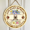 Pawzity Round Welcome Signs, Gifts For Cat Lovers, Cats Make Me Happy Humans Make My Head Hurt , Cat Mom Gifts