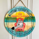 Pawzity Welcome Door Signs, Gifts For Cat Lovers, Welcome To Our Porch Sit Long Talk Much Laugh Often Custom Wood Signs , Cat Mom Gifts
