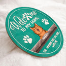 Pawzity Welcome To Our Home Signs, Gifts For Cat Lovers, The Humans Just Live Here With Us Personalized Wood Sign , Cat Mom Gifts