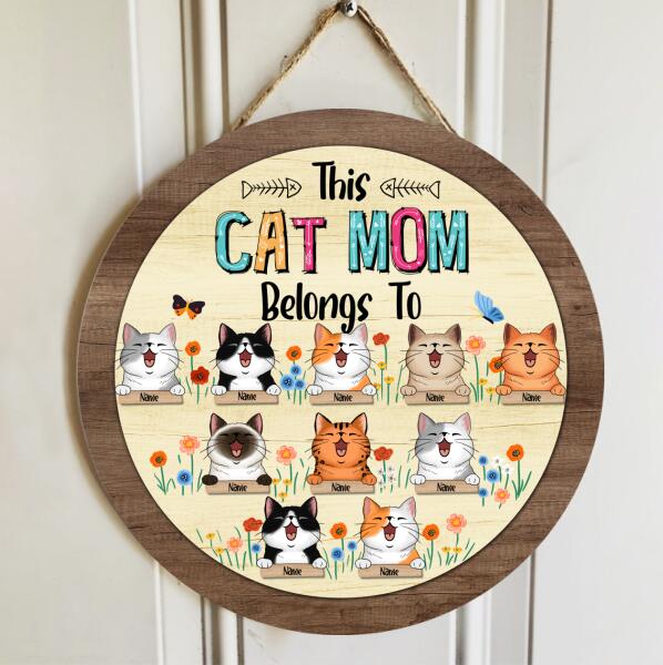 Pawzity Custom Wood Signs, Gifts For Cat Lovers, This Cat Mom Belongs To, Personalized Housewarming Gifts , Cat Mom Gifts