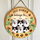 Pawzity Custom Wooden Signs, Gifts For Cat Lovers, This Human Belongs To , Cat Mom Gifts
