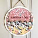 Pawzity Custom Wooden Signs, Gifts For Cat Lovers, Life Is Better With Cats , Cat Mom Gifts