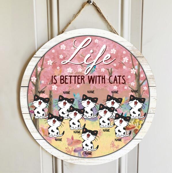 Pawzity Custom Wooden Signs, Gifts For Cat Lovers, Life Is Better With Cats , Cat Mom Gifts