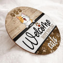 Pawzity Welcome Hope You Like Cats Funny Signs, Gifts For Cat Lovers, Cat Paw Print Home Sweet Home Sign , Cat Mom Gifts