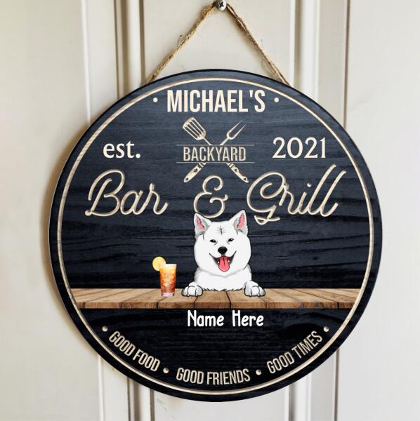 Pawzity Backyard Signs, Gifts For Dog Lovers, Backyard Bar & Grill Good Food Good Friends Good Times Custom Wooden Signs , Dog Mom Gifts